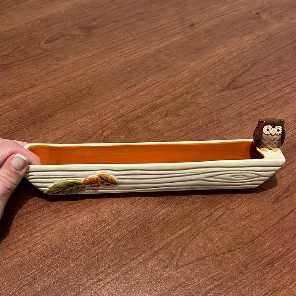 Ceramic Owl Log Dish